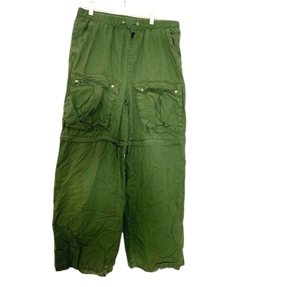 Hot Topic Cargo Pants Wide Leg Buggy Oversized Relaxed Fit Khaki Green 32W 32L - Picture 1 of 15